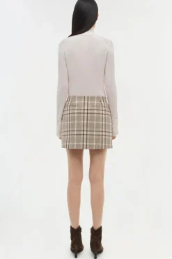 New - Payton Skirt - Sand Plaid Mini Skirts