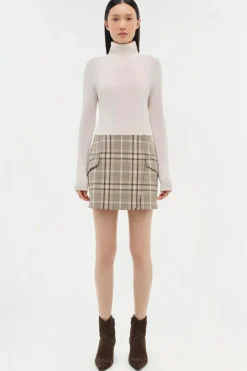 New - Payton Skirt - Sand Plaid Mini Skirts