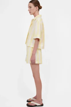Clearance - Sonny Elasticated Shorts - Lemon Stripe Crop Tops