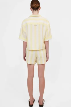 Clearance - Sonny Elasticated Shorts - Lemon Stripe Crop Tops