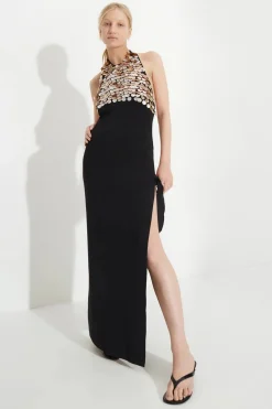 Hot - Junjo Embellished Knit Dress - Black/Pearl Dresses | Long Dresses
