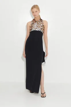 Hot - Junjo Embellished Knit Dress - Black/Pearl Dresses | Long Dresses