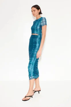 Sale - Mesh Dress - Ink gingham shibori combo Dresses | Midi