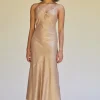 Online - Piper Key Hole Slip Dress W Gold Detailing - Bronze Dresses | Long Dresses