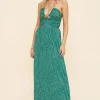 Fashion - Stella Gathered Tie Neck Detail Midi - Green Paisley Dresses | Midi