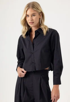 Online - Charlie Shirt - Black Crop Tops