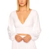 Hot - Smocked Crop V Neck - Sugar Crop Tops