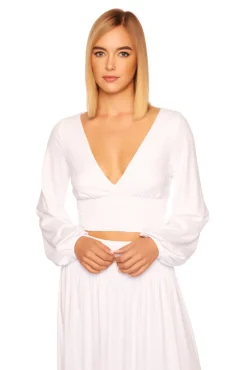 Hot - Smocked Crop V Neck - Sugar Crop Tops