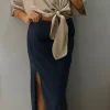 Sale - Dolman Tie Front Blouse - Fog Blouses