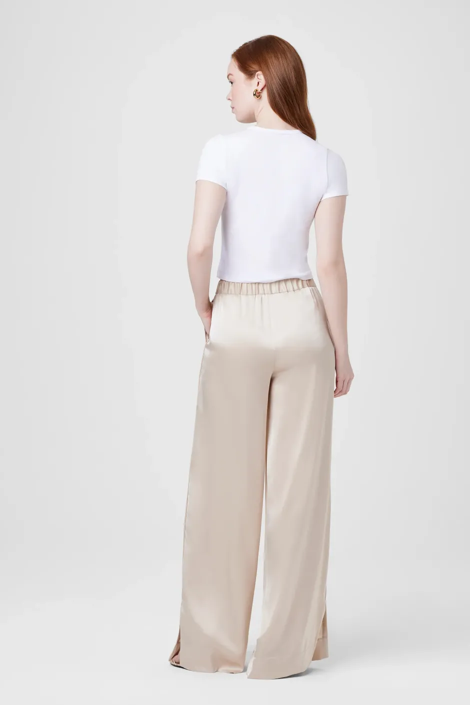 Hot - Auggie Side Slit Leg Pants - Champagne Pants
