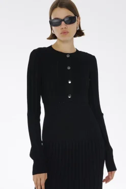 Discount - Gabrielle Pointelle Cardigan - Jet Sweaters & Knits