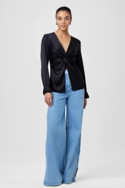Hot - Lauren Long Sleeve Blouse - Jet Blouses