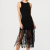 Online - Margaux Fringe Knit Dress - Jet Midi | Midi Dresses
