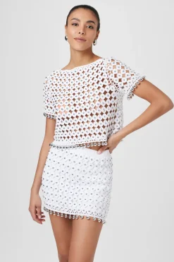 Best - Nadia Pull On Crochet Skirt - Optic/Silver Mini Skirts