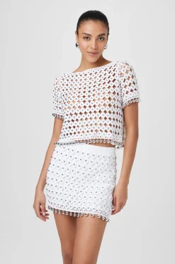 Best - Nadia Pull On Crochet Skirt - Optic/Silver Mini Skirts