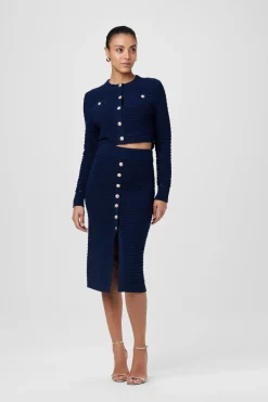Fashion - Tani Knit Pencil Skirt - Navy Long Skirts