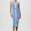 Fashion - Victoria Knit Tie Front Dress - Steel Blue/Ice Blue Midi | Midi Dresses