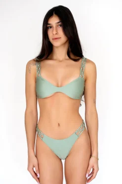 New - Knotted Bralette Top - Sage Bikini