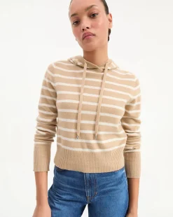 Discount - Adrian Cashmere Hoodie - Sand/Ivory Sweaters & Knits