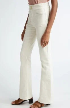 Discount - Beverly Patch Pocket Skinny Flare Jeans - Ecru Flare | High-Rise