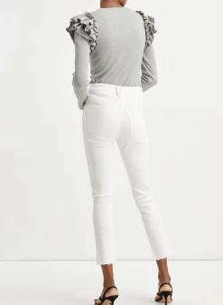 New - Carly Kick Flare Jean Raw Hem - White Denim | All Denim
