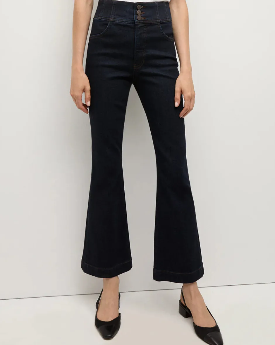 Outlet - Carson Corset Waist Kick Flare Jean - Indigo Rinse Flare | High-Rise