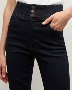 Outlet - Carson Corset Waist Kick Flare Jean - Indigo Rinse Flare | High-Rise
