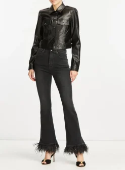 Outlet - Carson High Rise Ankle Flare W/ Feather Hem - Washed Onyx Flare | High-Rise