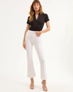 Hot - Carson Kick-Flare Jean - White Flare | High-Rise