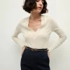 Outlet - Coleta V-Neck Cashmere Sweater - Ivory Sweaters & Knits