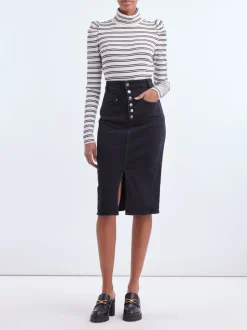 Clearance - Herron Denim Midi Skirt - Washed Onyx Skirts | Long Skirts