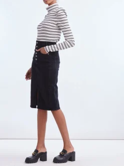 Clearance - Herron Denim Midi Skirt - Washed Onyx Skirts | Long Skirts