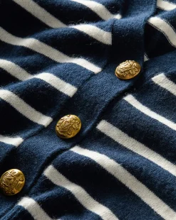 Discount - Solene Cashmere Striped Cardigan - Navy/Ivory Sweaters & Knits