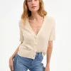 New - Solene Short Sleeve Cashmere Cardigan - Ivory Sweaters & Knits