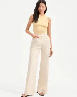 Best - Taylor Diamond Printed Wide-Leg Jean - Ecru Denim | All Denim