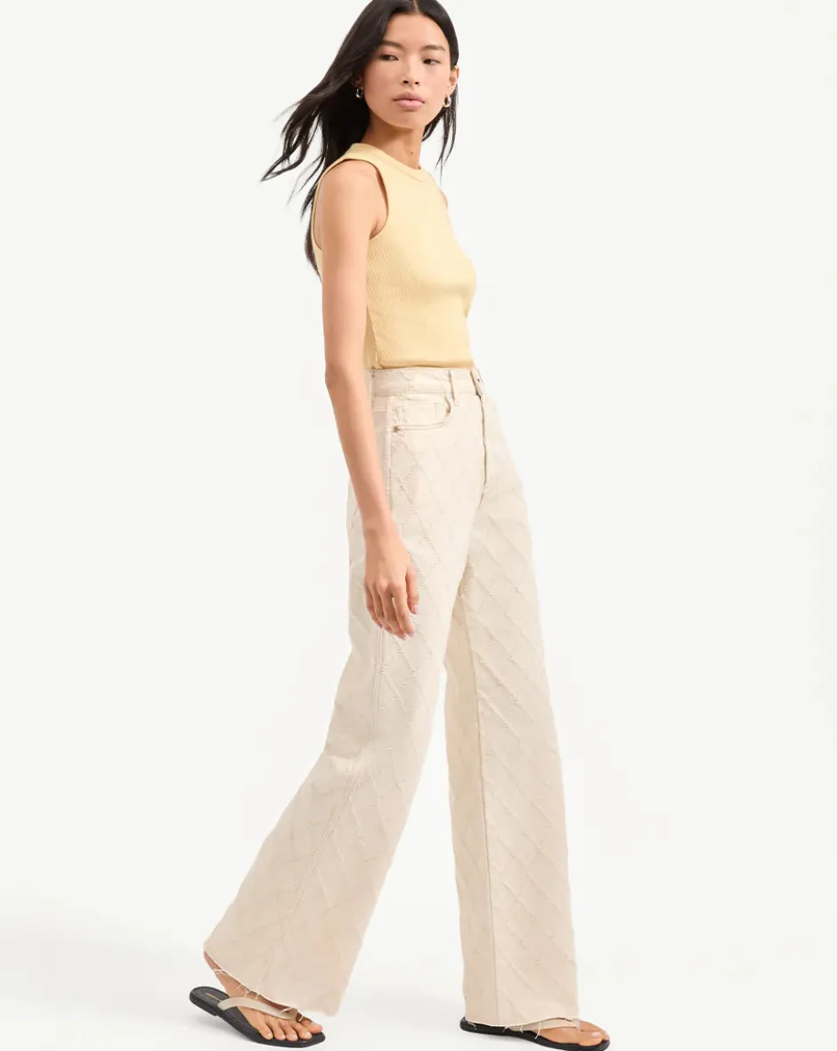 Best - Taylor Diamond Printed Wide-Leg Jean - Ecru Denim | All Denim