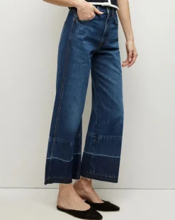 Sale - Taylor Released Hem Cropped Wide Leg Jean - Bright Blue Denim | All Denim