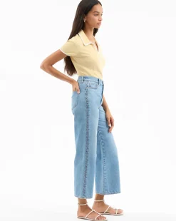 Outlet - Taylor Scalloped Cropped Wide-Leg Jean - Nova Denim | All Denim